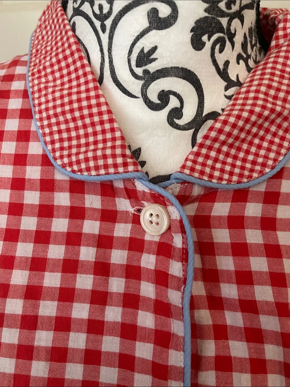 J. Crew Red and White Gingham Short-Sleeve Pajama Top
